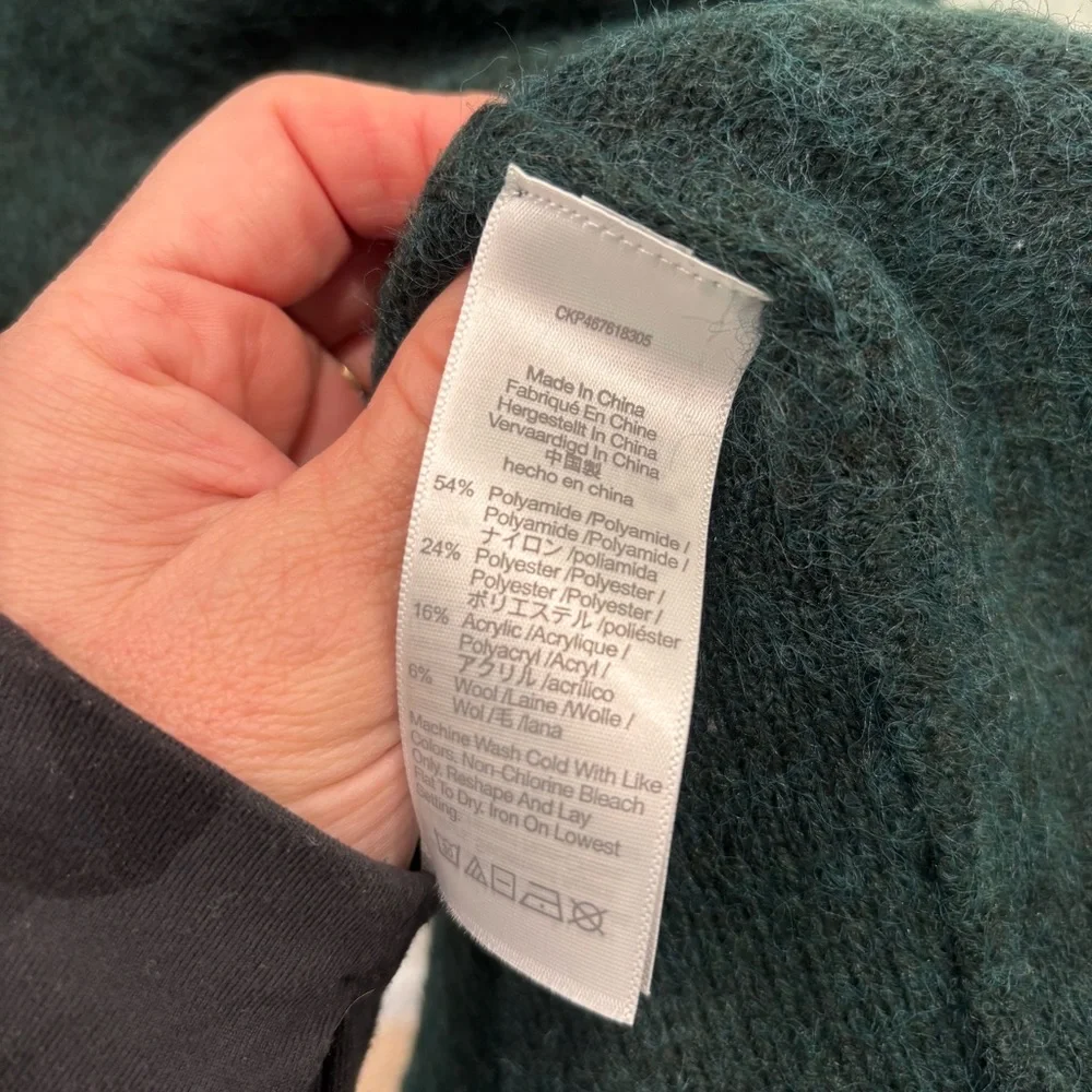 Madewell‎ Hunter Green Vinson Shawl-Collar Pullover Oversize Dolman Sweater XXL